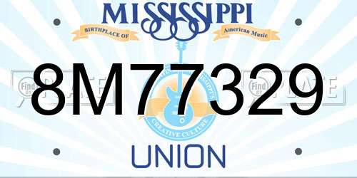 8M77329 Mississippi License Plate