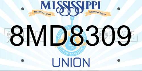 8MD8309 Mississippi License Plate