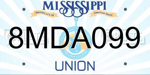 8MDA099 Mississippi License Plate
