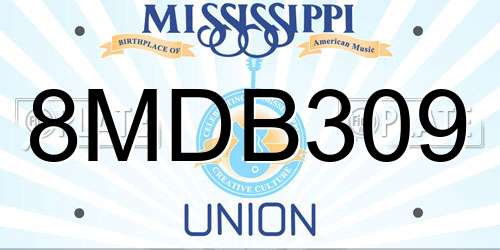 8MDB309 Mississippi License Plate