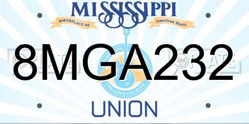 8MGA232 Mississippi License Plate