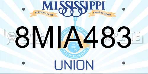 8MIA483 Mississippi License Plate