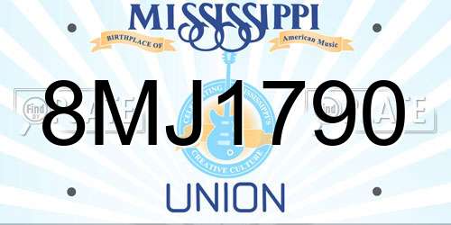 8MJ1790 Mississippi License Plate