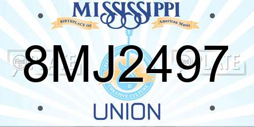 8MJ2497 Mississippi License Plate