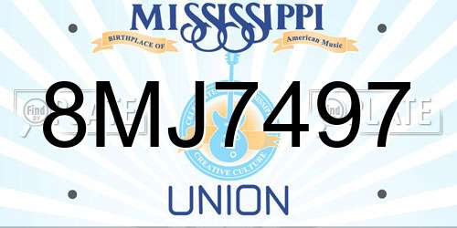 8MJ7497 Mississippi License Plate