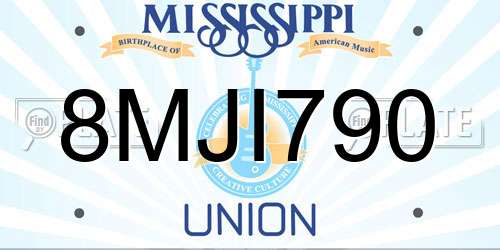 8MJI790 Mississippi License Plate