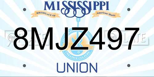 8MJZ497 Mississippi License Plate