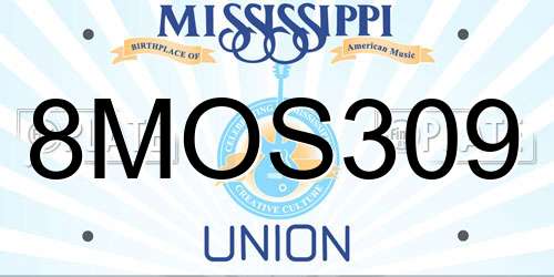 8MOS309 Mississippi License Plate