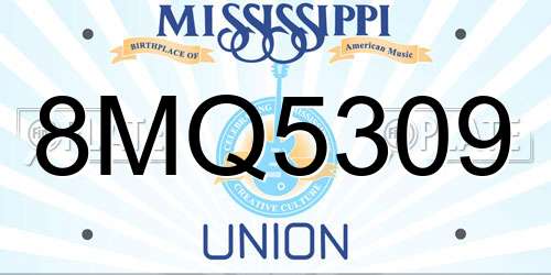 8MQ5309 Mississippi License Plate