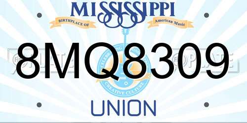 8MQ8309 Mississippi License Plate