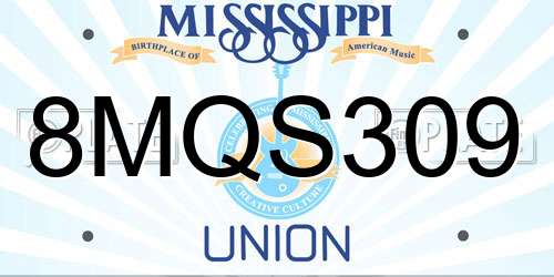 8MQS309 Mississippi License Plate