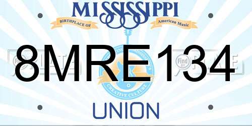 8MRE134 Mississippi License Plate