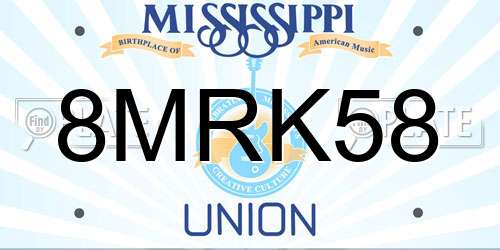 8MRK58 Mississippi License Plate