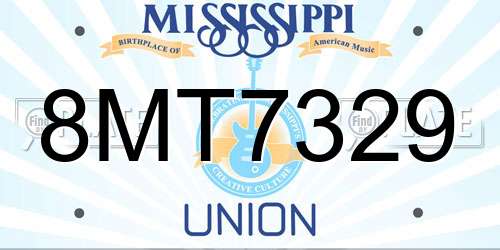 8MT7329 Mississippi License Plate