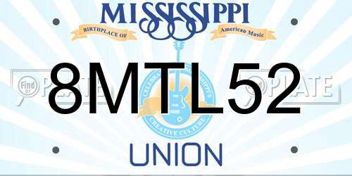 8MTL52 Mississippi License Plate