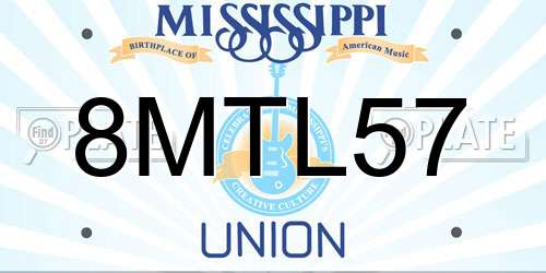 8MTL57 Mississippi License Plate