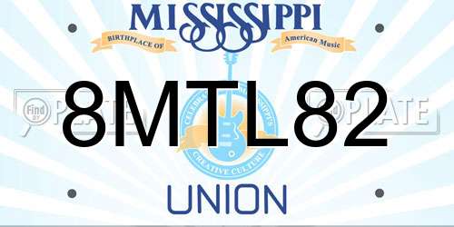 8MTL82 Mississippi License Plate