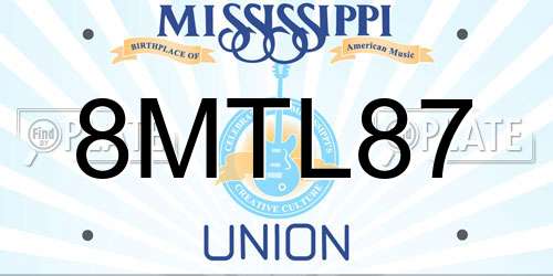 8MTL87 Mississippi License Plate
