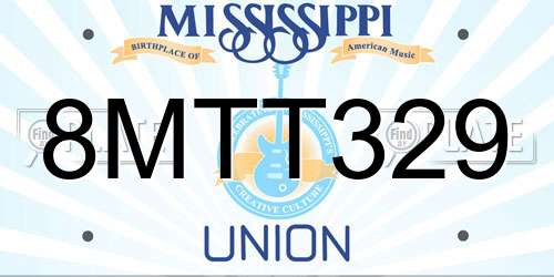 8MTT329 Mississippi License Plate
