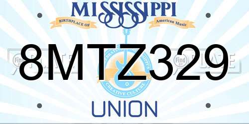 8MTZ329 Mississippi License Plate