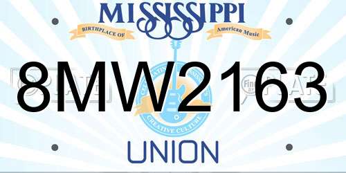 8MW2163 Mississippi License Plate