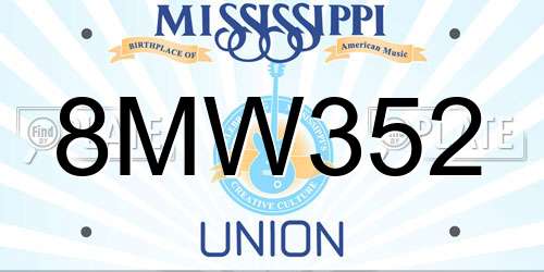 8MW352 Mississippi License Plate
