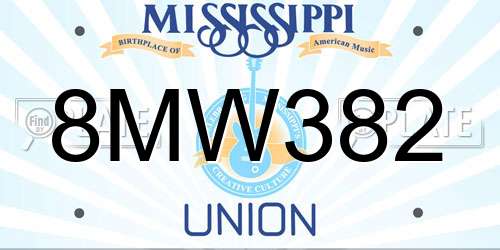 8MW382 Mississippi License Plate