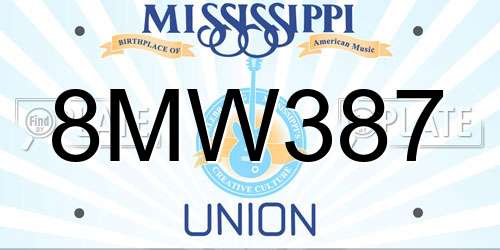 8MW387 Mississippi License Plate