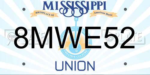 8MWE52 Mississippi License Plate