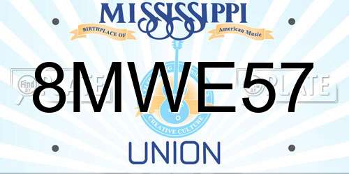 8MWE57 Mississippi License Plate