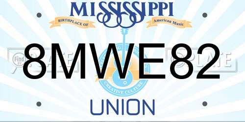 8MWE82 Mississippi License Plate