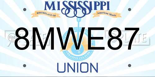 8MWE87 Mississippi License Plate