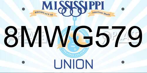 8MWG579 Mississippi License Plate