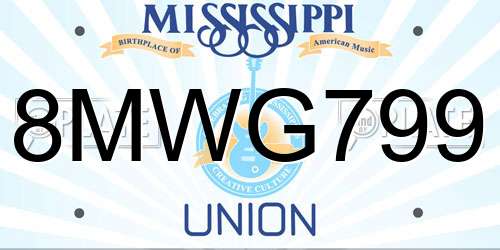 8MWG799 Mississippi License Plate
