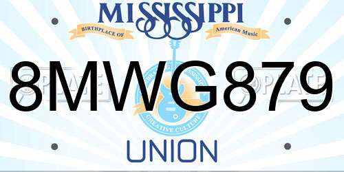 8MWG879 Mississippi License Plate