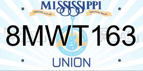 8MWT163 Mississippi License Plate