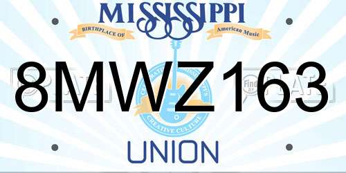 8MWZ163 Mississippi License Plate