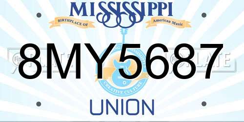 8MY5687 Mississippi License Plate