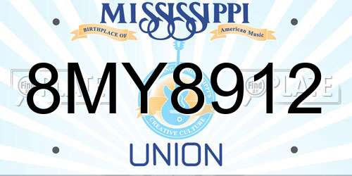 8MY8912 Mississippi License Plate