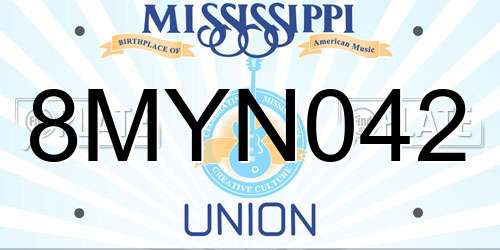 8MYN042 Mississippi License Plate