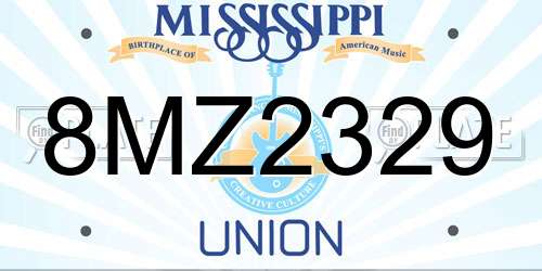8MZ2329 Mississippi License Plate