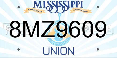 8MZ9609 Mississippi License Plate