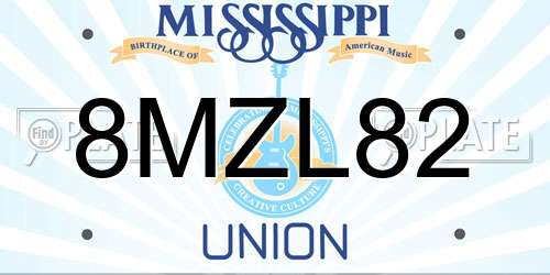 8MZL82 Mississippi License Plate