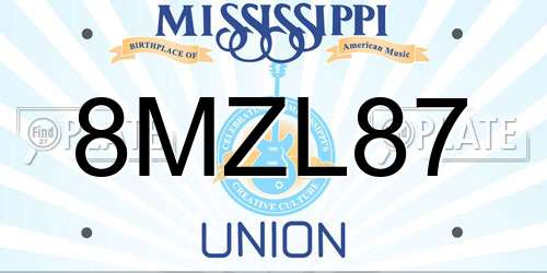 8MZL87 Mississippi License Plate