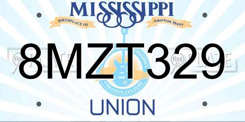 8MZT329 Mississippi License Plate