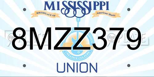 8MZZ379 Mississippi License Plate