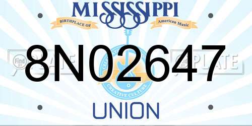 8N02647 Mississippi License Plate