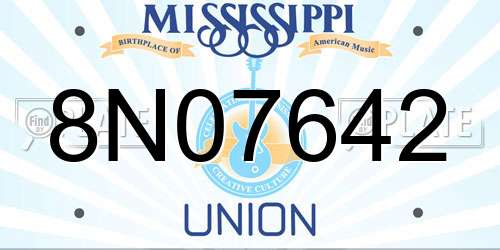 8N07642 Mississippi License Plate