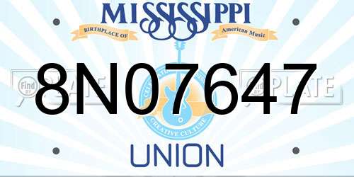 8N07647 Mississippi License Plate