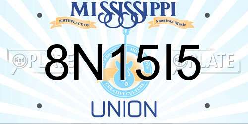 8N15I5 Mississippi License Plate